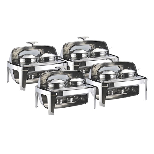 SOGA 4X 6.5L Stainless Steel Double Soup Tureen Bowl Station Roll Top Buffet Chafing Dish Catering Chafer Food Warmer Server image number null
