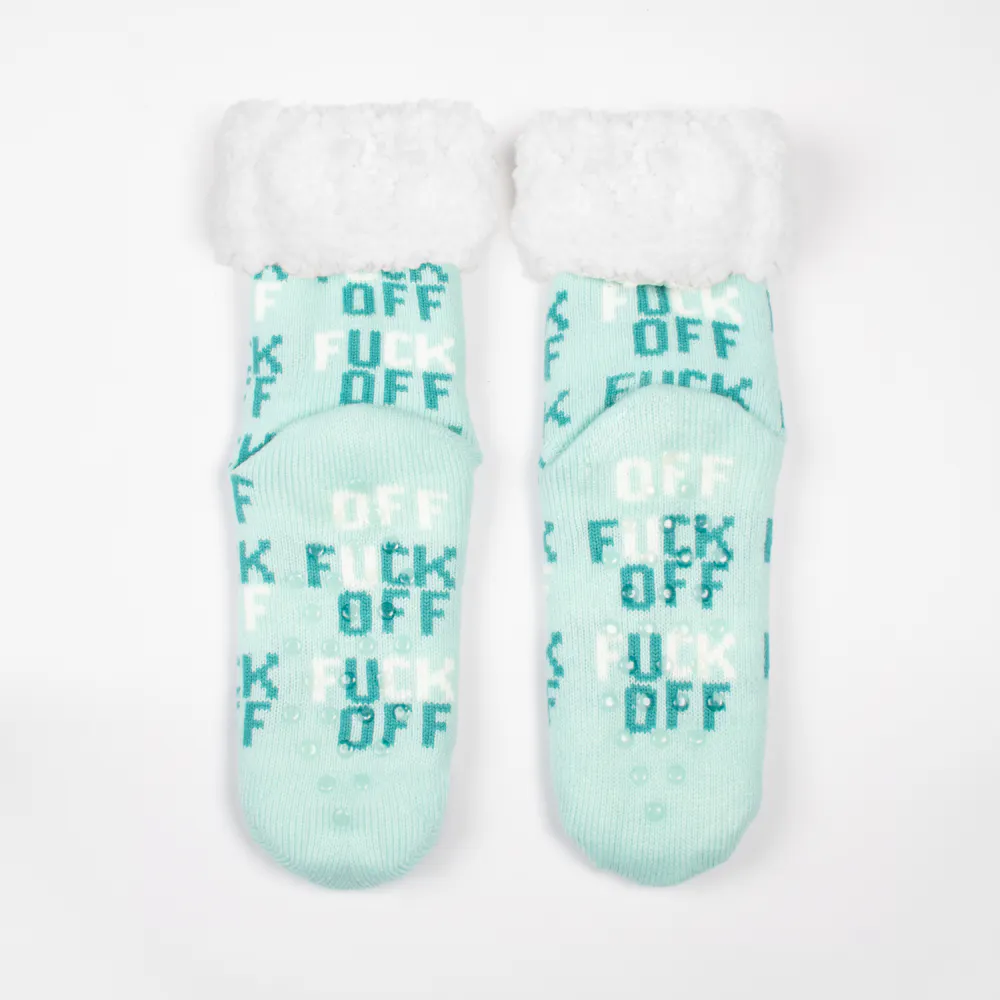 F*ck Off Mint Sherpa Winter Socks
