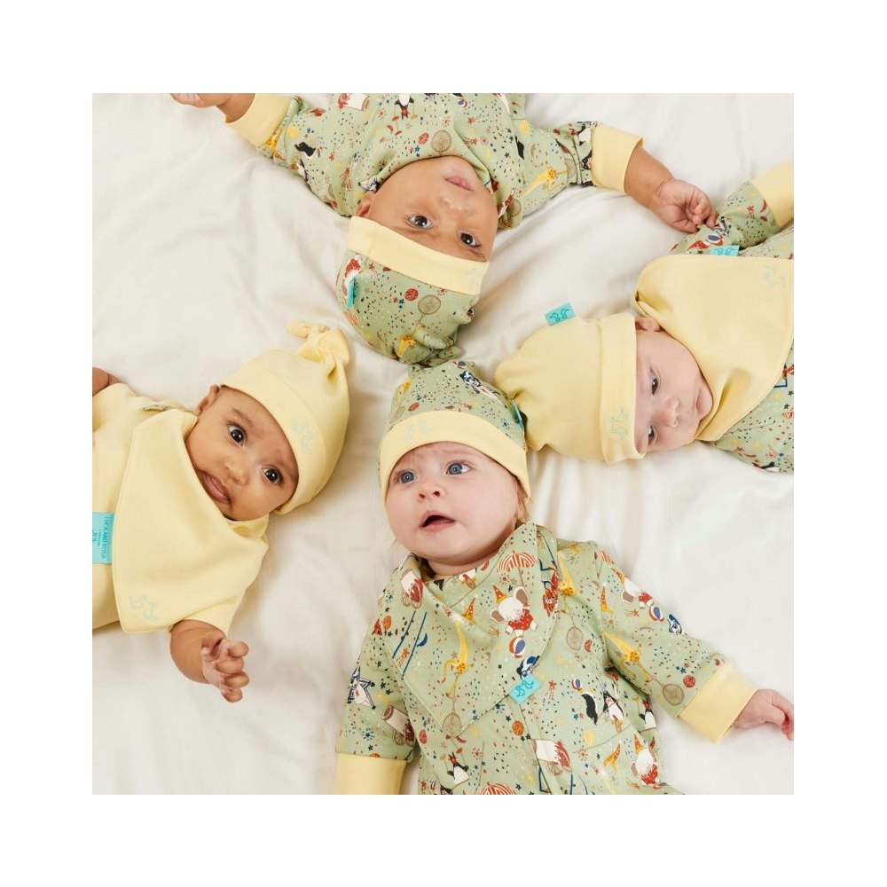 Luca and Rosa Showman Print Organic Cotton Baby Grow