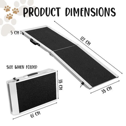 Foldable Aluminium Dog Ramp - 122 x 38 cm Foldable Aluminium Dog Ramp - 122 x 38 cm