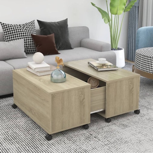 NNEVL Coffee Table Sonoma Oak 75x75x38 cm Chipboard NNEVL Coffee Table Sonoma Oak 75x75x38 cm Chipboard