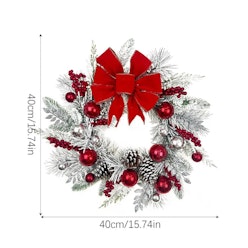 NNEOBA Christmas Wreath with Bow and Plush Flowers NNEOBA Christmas Wreath with Bow and Plush Flowers
