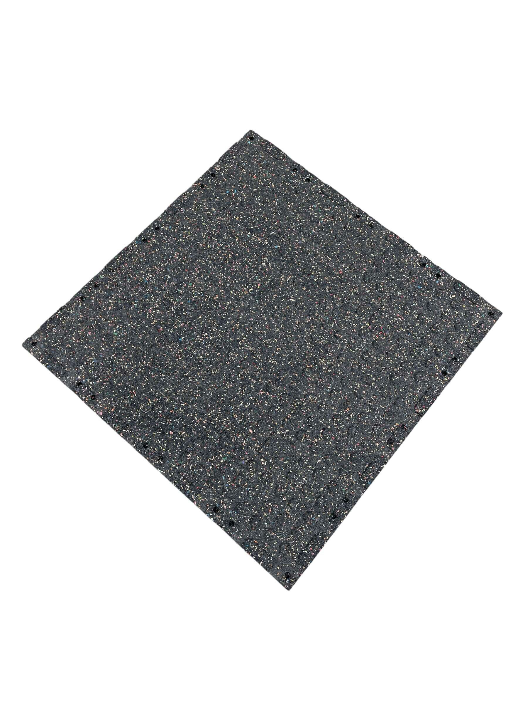 Pack of 50 - 30mm Rubber Gym Flooring Dual Density EPDM Rubber Dense Tile Mat 1m x 1m BLACK with WHITE