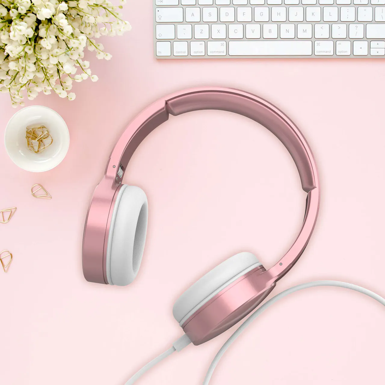 Laser Wired Headphones with 40mm Drivers Rose Gold