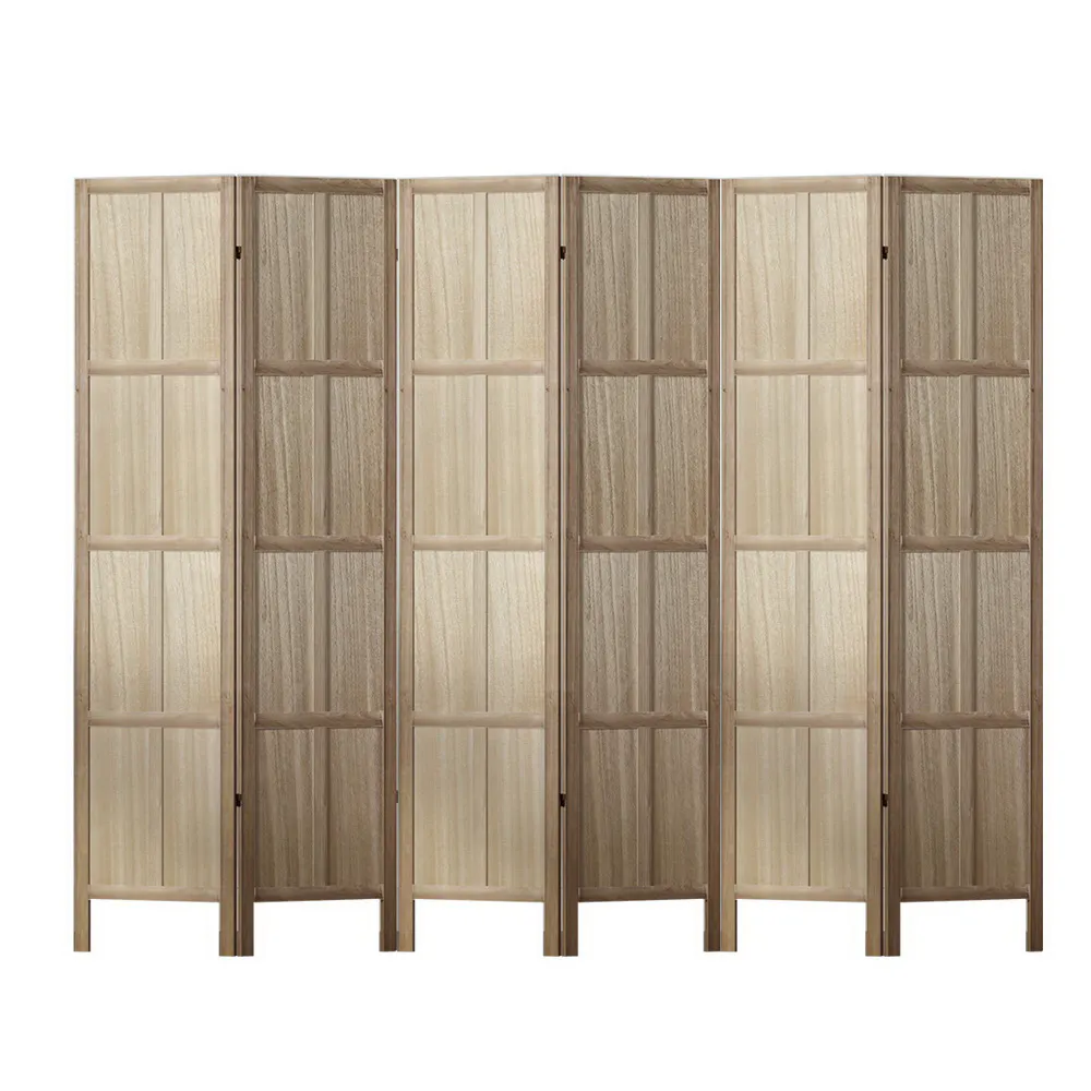 Artiss Room Divider Screen 6 Panel Foldable Wooden Divider Jade Brown