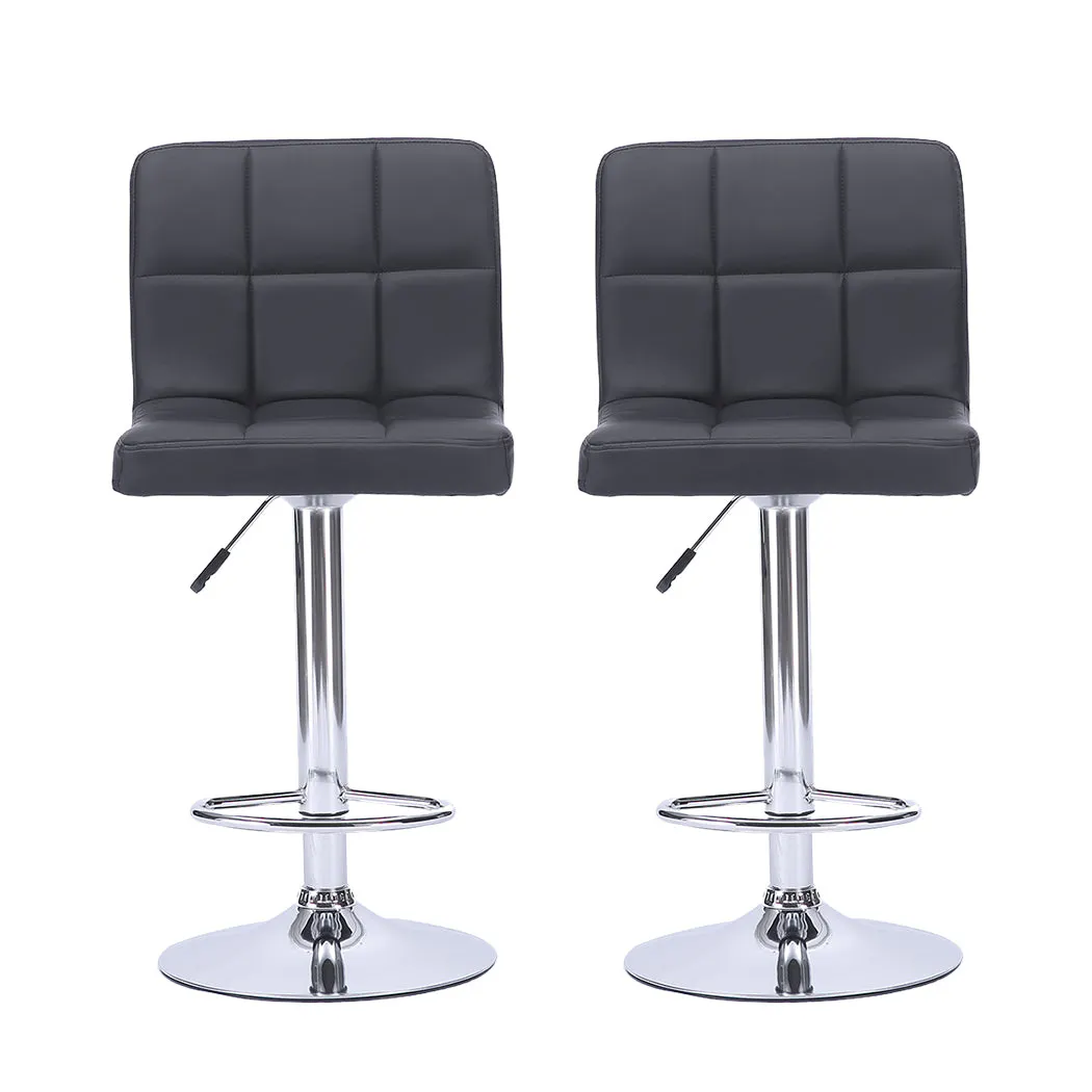Levede 2x Kitchen Bar Stools Gas Lift Chairs Swivel PU Leather Steel Black