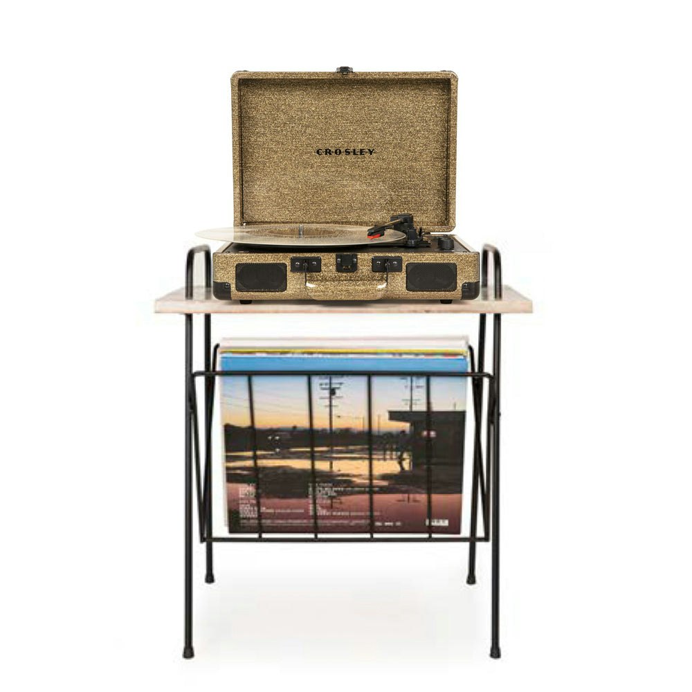 Crosley Cruiser Bluetooth Portable Turntable - Gold + Crosley Wiltshire Stand Bundle