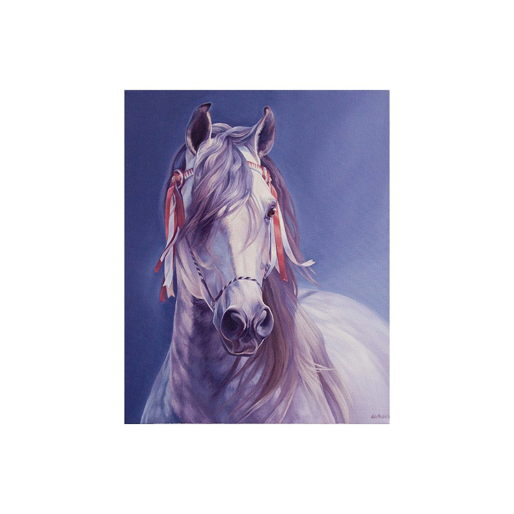 Lois Rose Fine Art & Photography Red Ribbons -- Original Artwork -- Spanish Horse Oil Painting