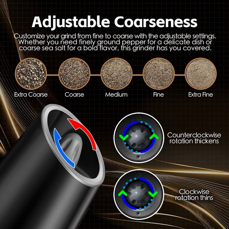 2 pack Electric Salt and Pepper Spice Grinder Gravity Sensor Refillable Kitchen image number null