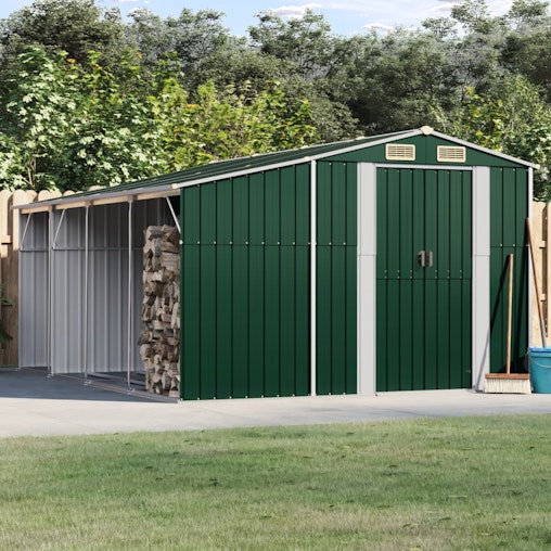 NNEVL Garden Shed Green 277x365.5x179 cm Galvanised Steel NNEVL Garden Shed Green 277x365.5x179 cm Galvanised Steel