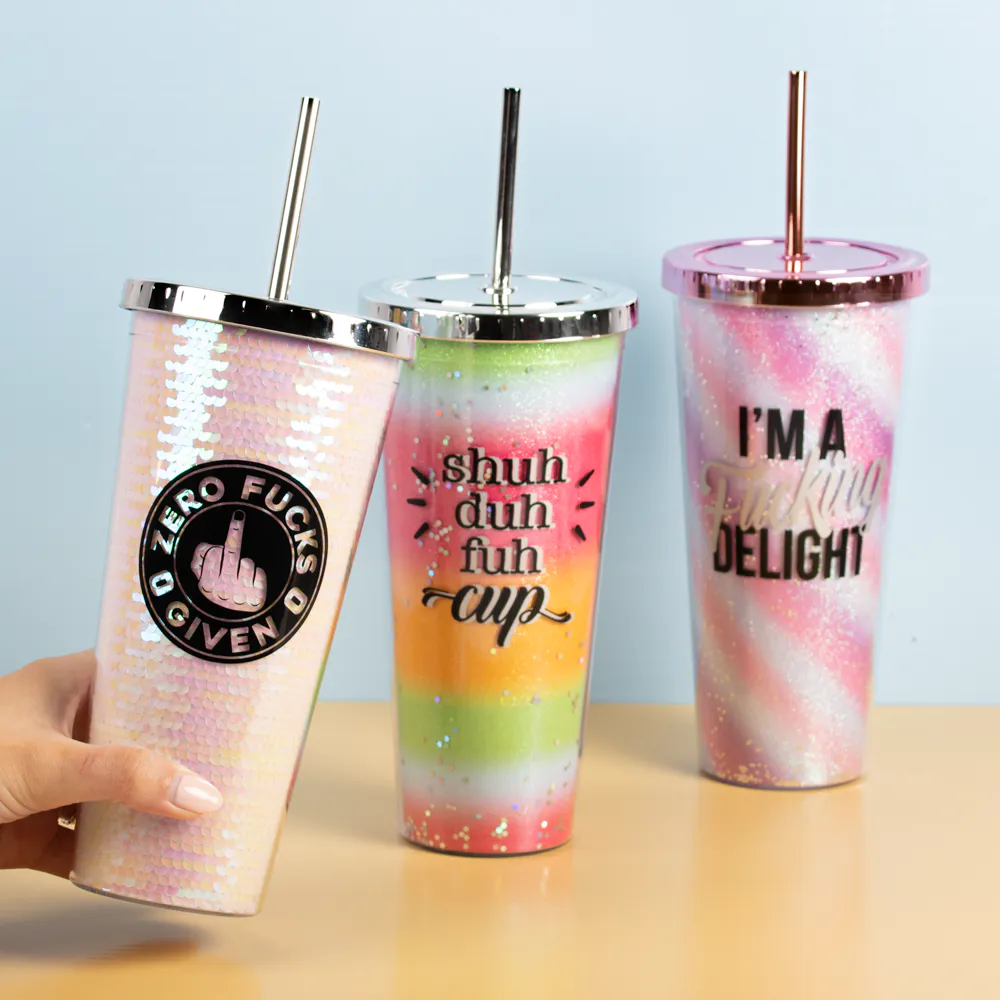 Glitter Sipper Cup Zero F*cks Given Iridescent
