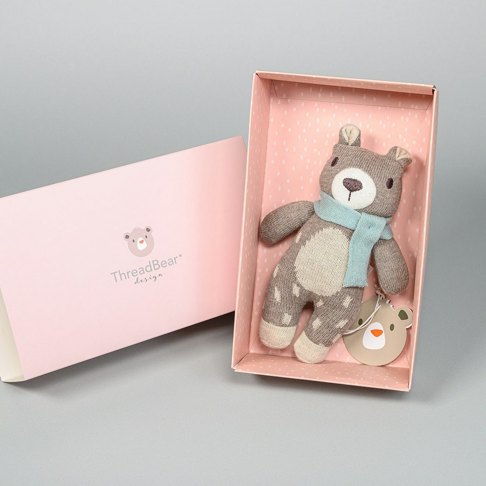 ThreadBear Design Knitted Animal Bundle + Gift Box (bear, Deer, Hare)