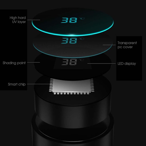 SOGA 500ML Stainless Steel Smart LCD Thermometer Display Bottle Vacuum Flask Thermos Black SOGA 500ML Stainless Steel Smart LCD Thermometer Display Bottle Vacuum Flask Thermos Black