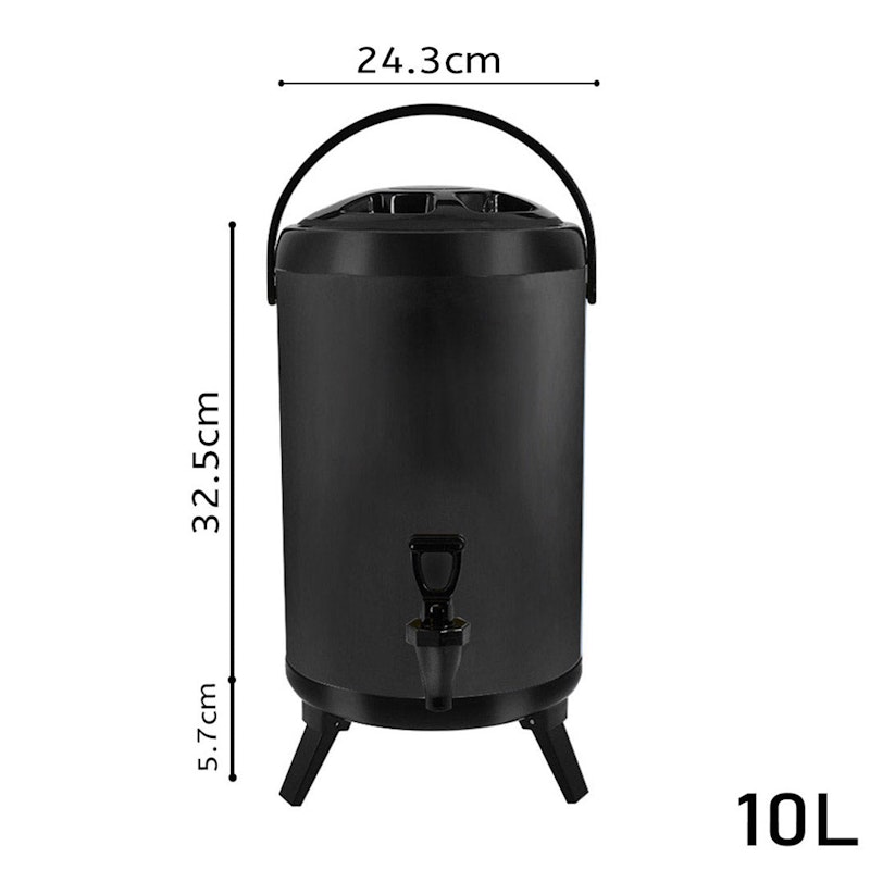 SOGA 10L Stainless Steel Insulated Milk Tea Barrel Hot and Cold Beverage Dispenser Container with Faucet Black image number null