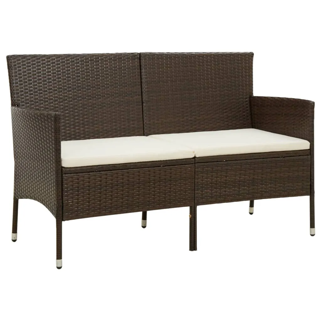 3-Seater Garden Sofa with Cushion Brown Poly Rattan 318491 3-Seater Garden Sofa with Cushion Brown Poly Rattan 318491
