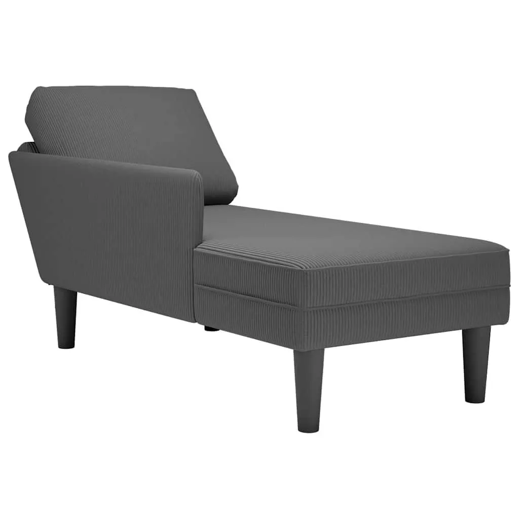 Chaise Lounge with Pillow Dark Grey Corduroy Fabric 4009816 Chaise Lounge with Pillow Dark Grey Corduroy Fabric 4009816