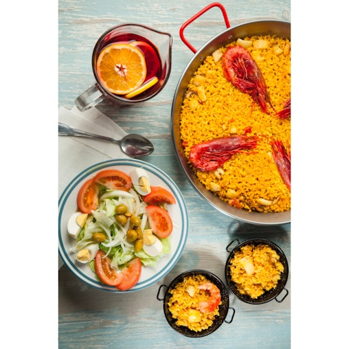 Garcima Carbon Steel Paella Pan with Red Handles 46cm Garcima Carbon Steel Paella Pan with Red Handles 46cm