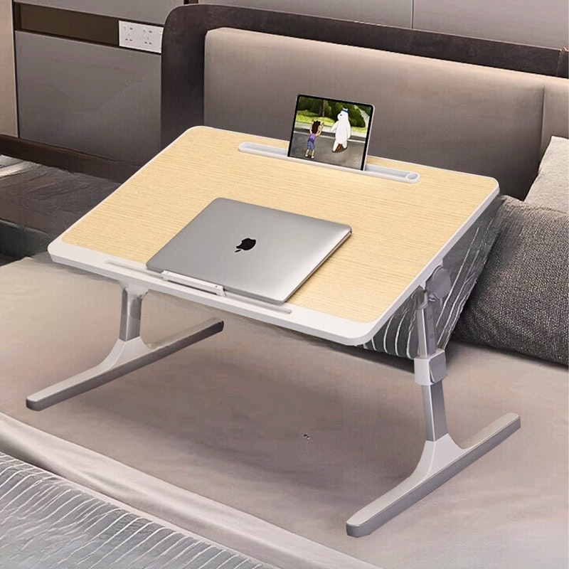 SOGA 60X40cm Wood Small Laptop Bed Portable Foldable Study Table Adjustable image number null