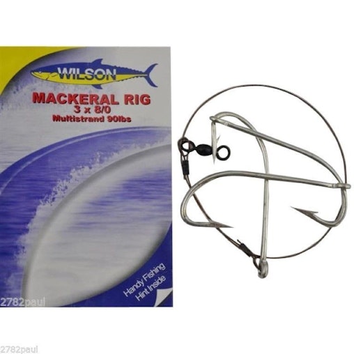 Wilson Mackerel Fishing Rig 3x8/0 Hook-Setup - 90lb Multi Strand Wire Wilson Mackerel Fishing Rig 3x8/0 Hook-Setup - 90lb Multi Strand Wire