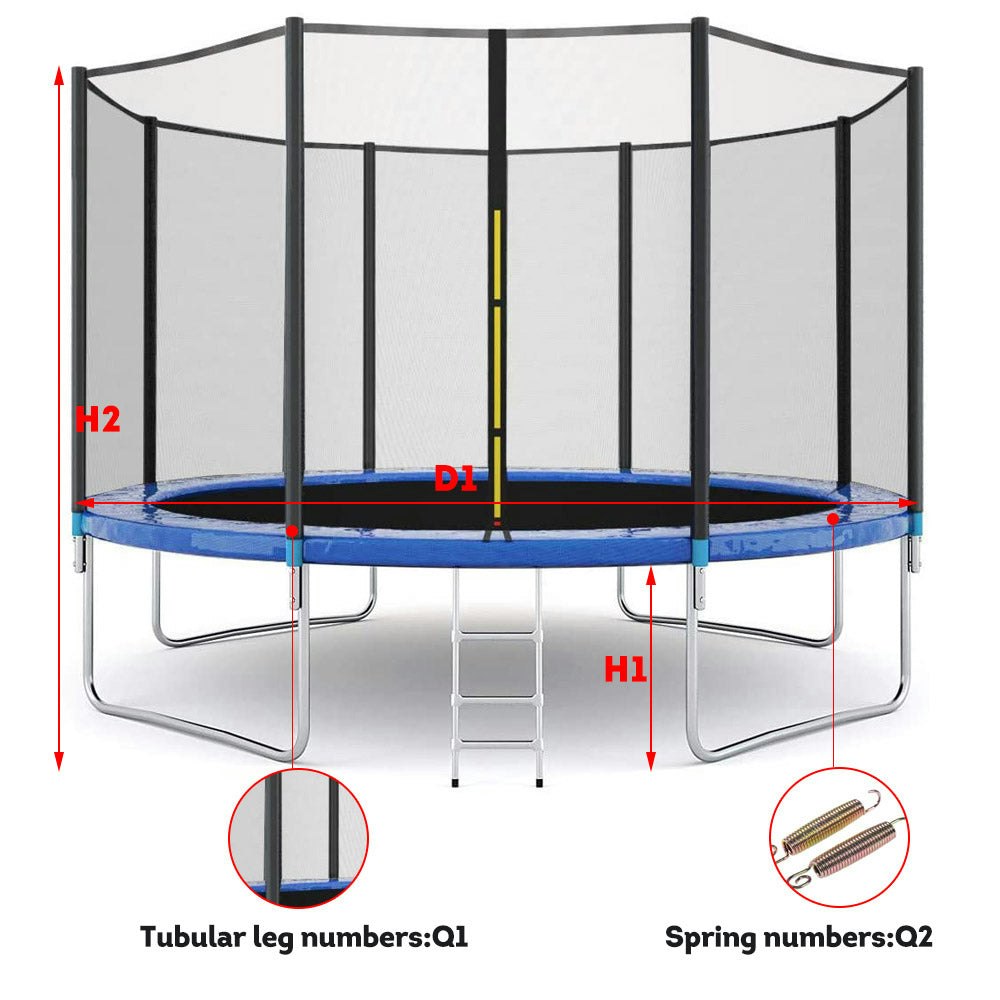 Pop Master 15FT Flat Trampoline 3-Layer Ladder Safety Net Home Backyard
