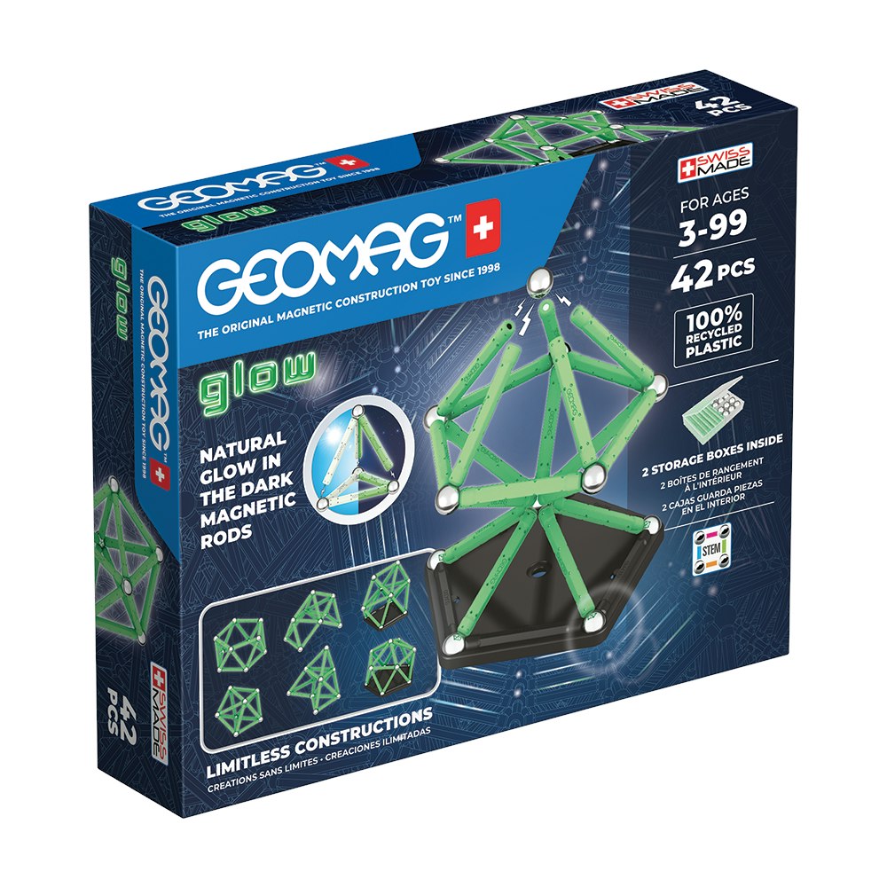Geomag Glow Recycled Plastic Magnetic Shapes - 42 Pieces