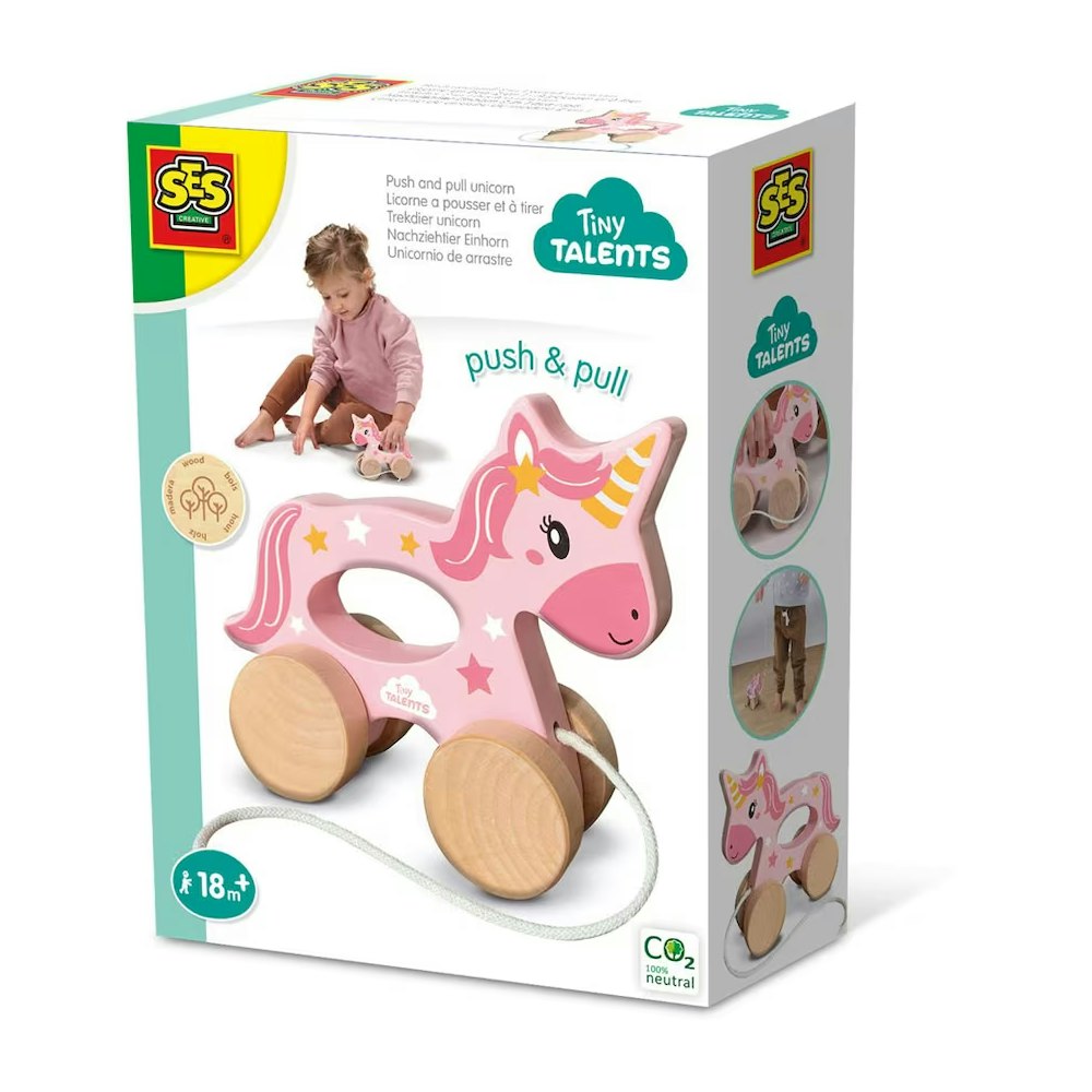 SES Creative Push And Pull 2 In 1 Wooden Unicorn