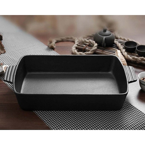 SOGA 33cm Cast Iron Rectangle Bread Cake Baking Dish Lasagna Roasting Pan SOGA 33cm Cast Iron Rectangle Bread Cake Baking Dish Lasagna Roasting Pan