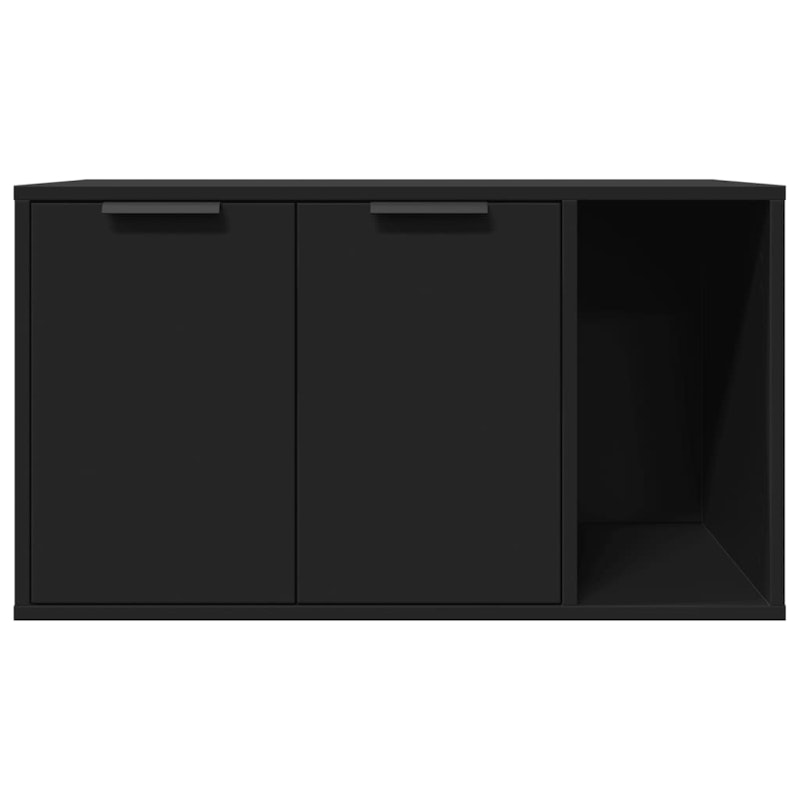 vidaXL Cat Litter Box Enclosure Black 80x50x45 cm Engineered Wood image number null
