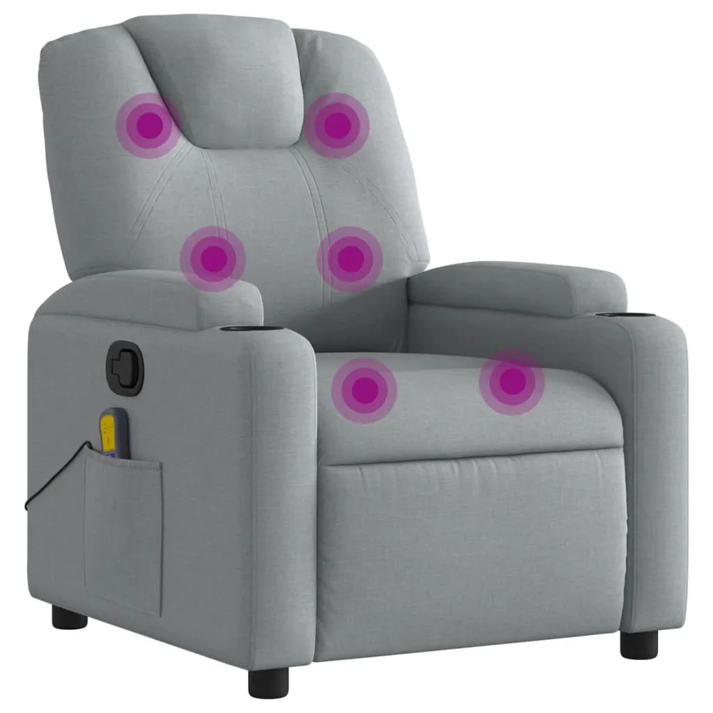 Massage Recliner Chair Light Grey Fabric 372377 Massage Recliner Chair Light Grey Fabric 372377