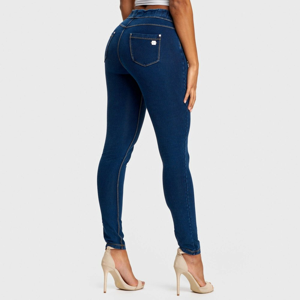 Freddy N.o.w® Denim - High Waisted - Full Length - Dark Blue + Yellow Stitching