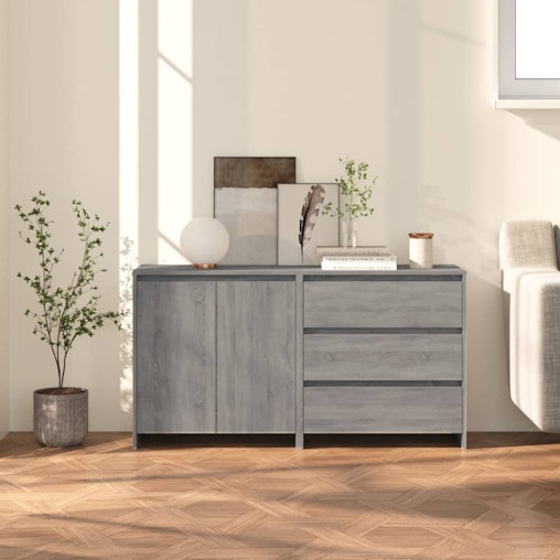 NNEVL 2 Piece Sideboard Grey Sonoma Engineered Wood NNEVL 2 Piece Sideboard Grey Sonoma Engineered Wood
