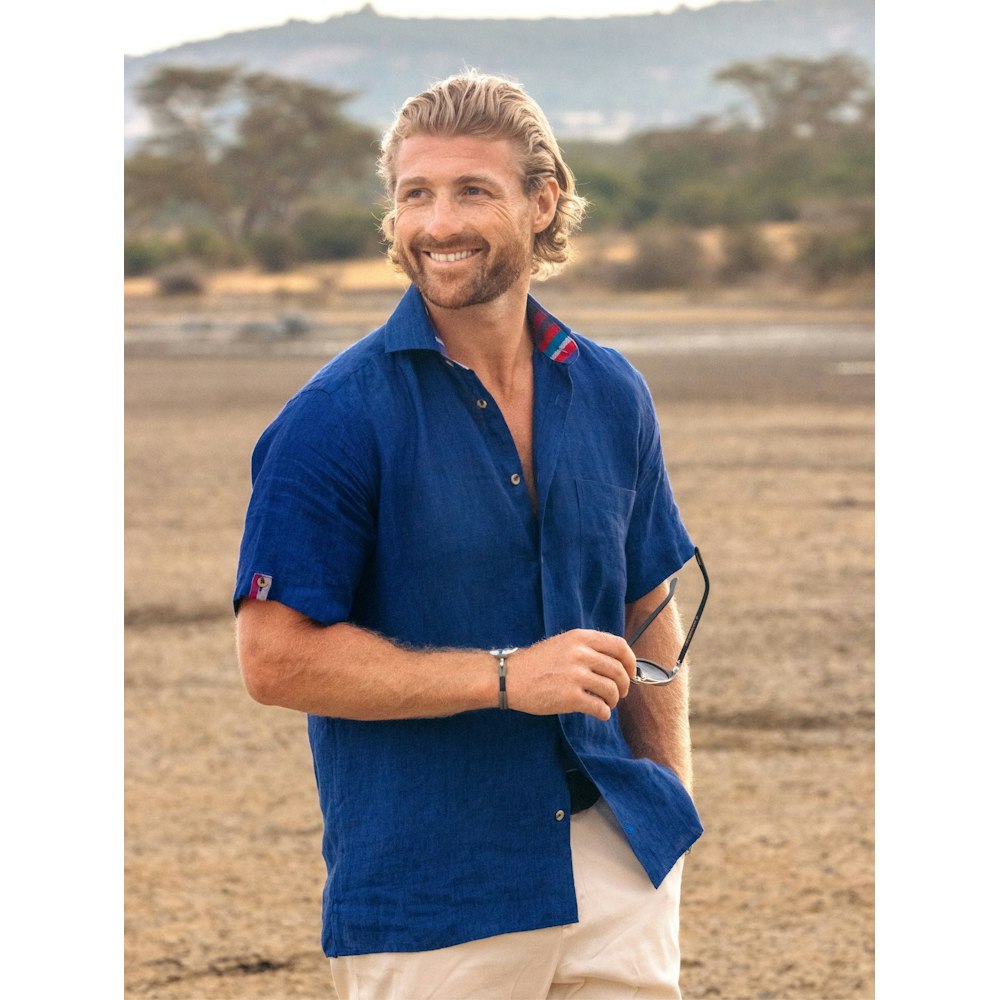 Koy Clothing Navy Short-sleeved Linen Shirt