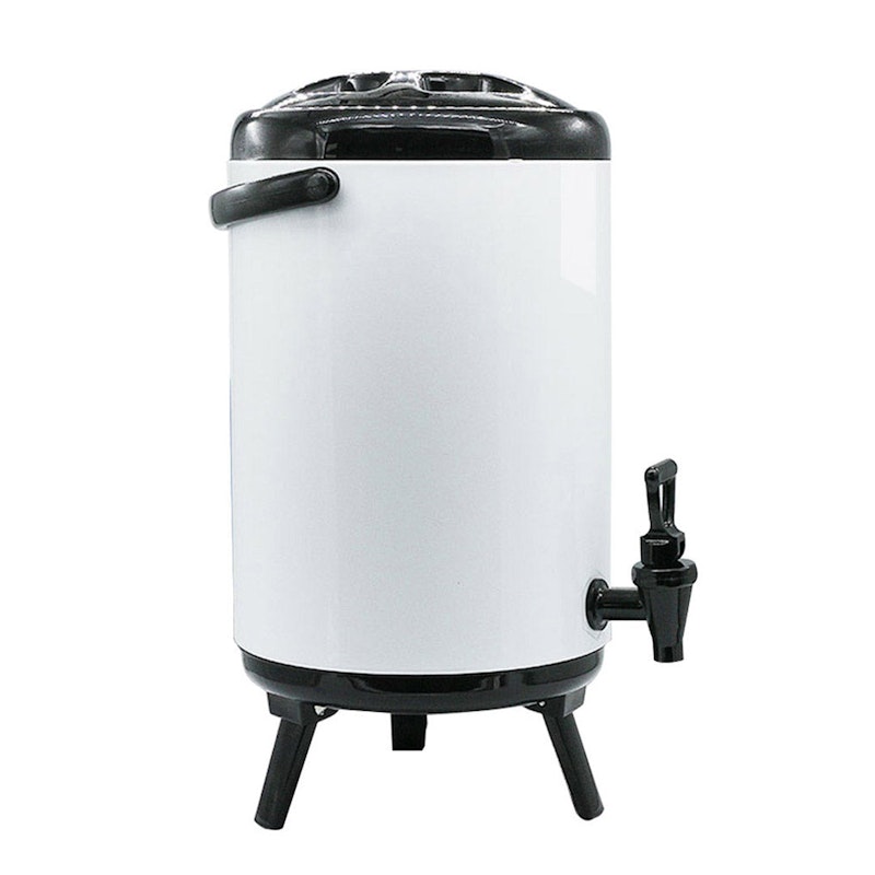 SOGA 2X 8L Stainless Steel Insulated Milk Tea Barrel Hot and Cold Beverage Dispenser Container with Faucet White image number null