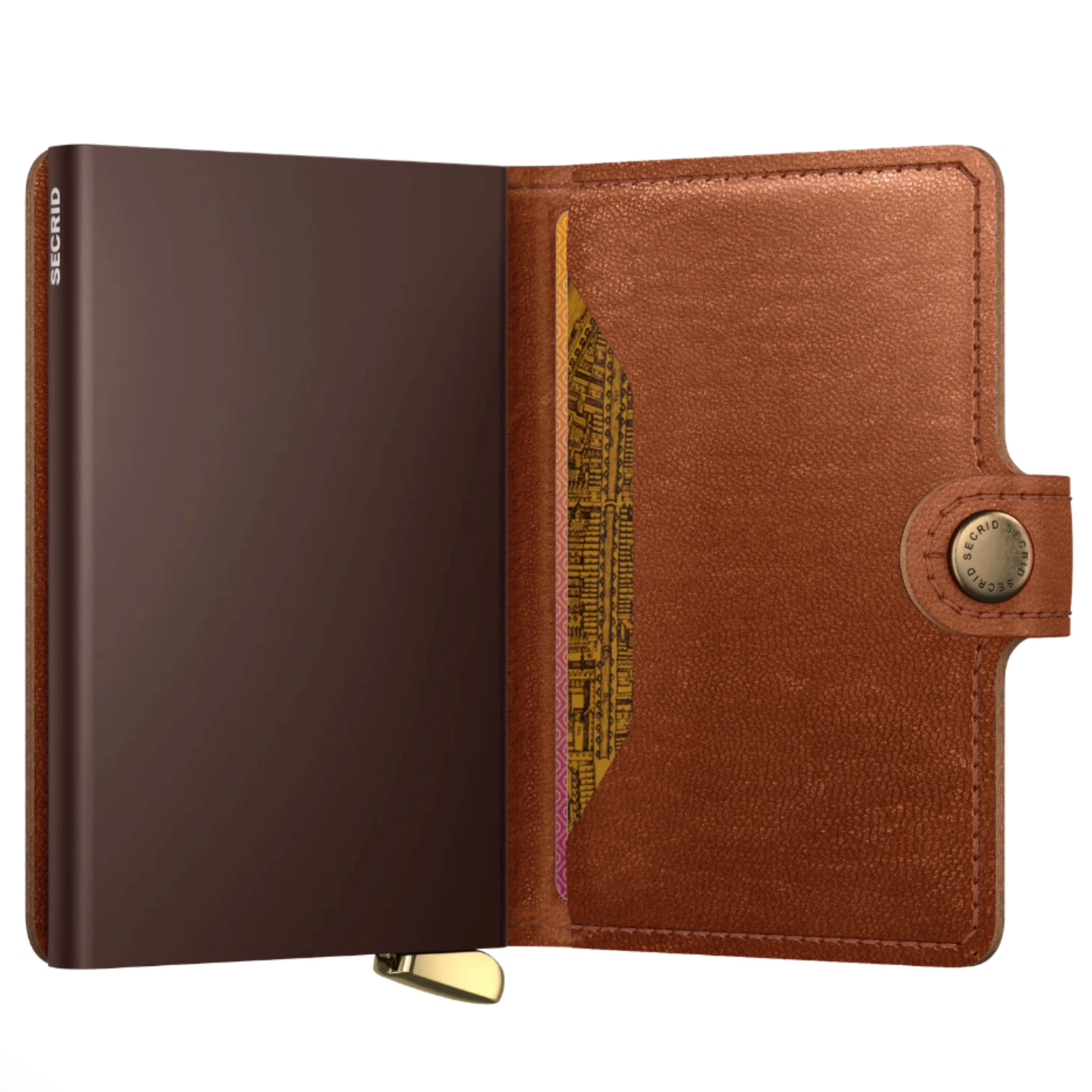 Secrid Premium+ Miniwallet Compact RFID Wallet - Emboss Lines Cognac+