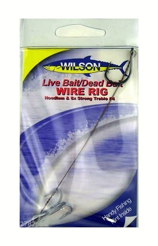 Wilson Live Bait/Dead Bait Wire Rig - #4 Treble & Hoodlum - 69lb Wire Trace image number null