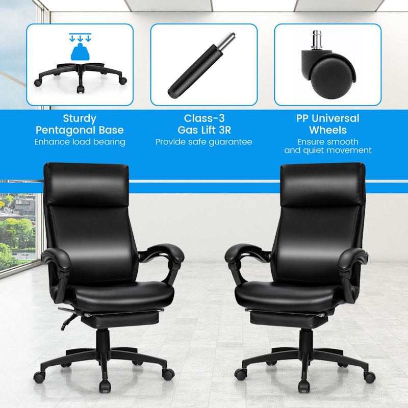 NNECW Ergonomic Executive Office Chair with Retractable Footrest for Office image number null