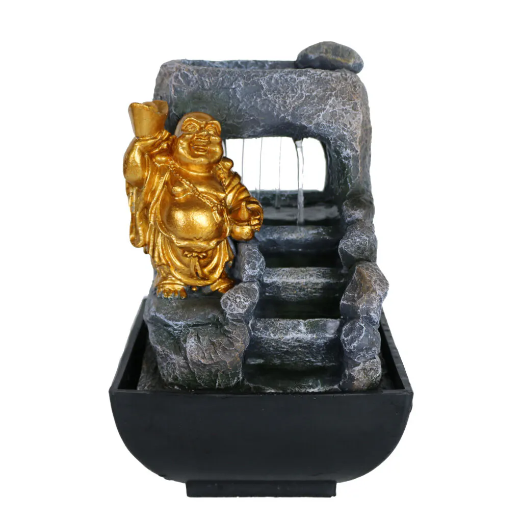Willow & Silk Auric Laughing Buddha Water Feature Fountain 14x14x20cm