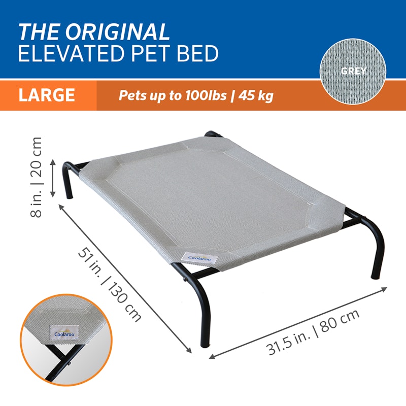 The Original Elevated Pet Bed by Coolaroo, Large, Grey image number null