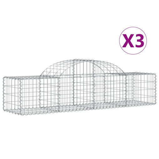 NNEVL Arched Gabion Baskets 3 pcs 200x50x40/60 cm Galvanised Iron NNEVL Arched Gabion Baskets 3 pcs 200x50x40/60 cm Galvanised Iron