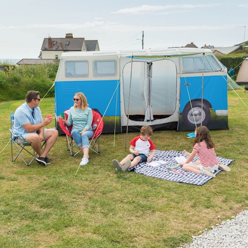 Volkswagen 398cm Camper Van Replica 4-People Tent Outdoor Camping Roof Dove Blue Volkswagen 398cm Camper Van Replica 4-People Tent Outdoor Camping Roof Dove Blue