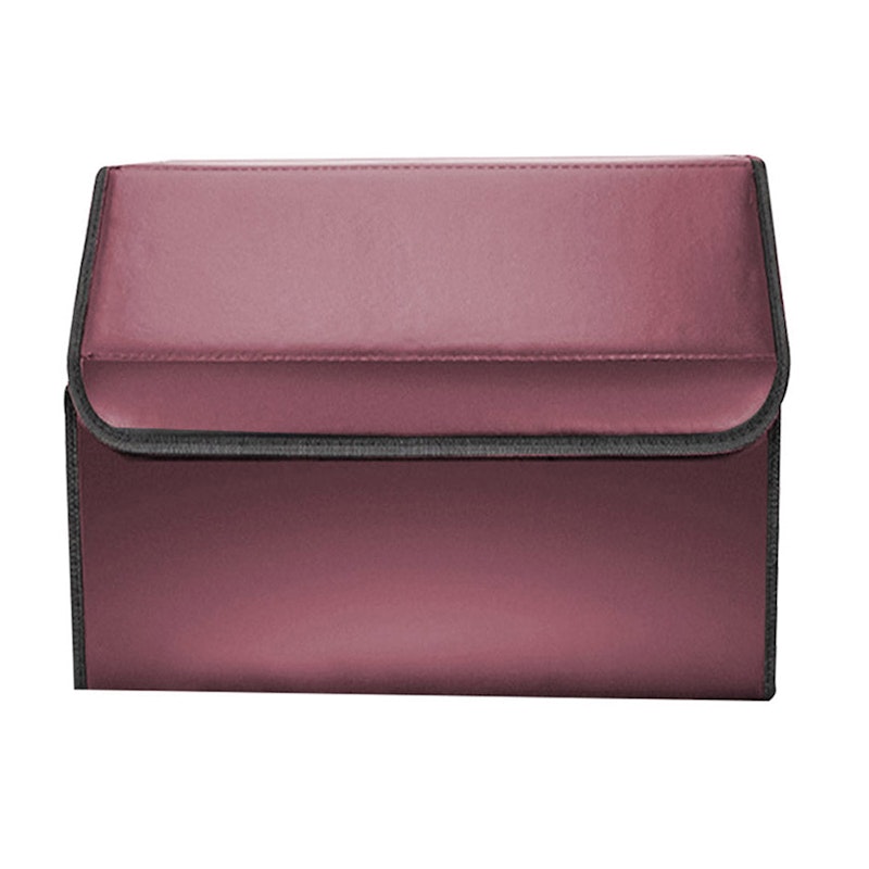 SOGA 2X Leather Car Boot Collapsible Foldable Trunk Cargo Organizer Portable Storage Box Red Medium image number null