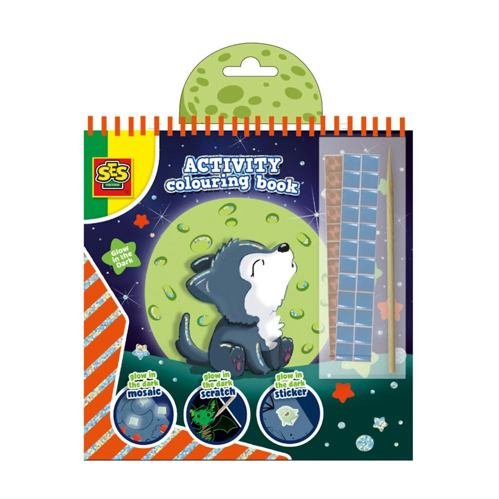 SES Creative Activity Colouring Book Glow In The Dark 3 In 1