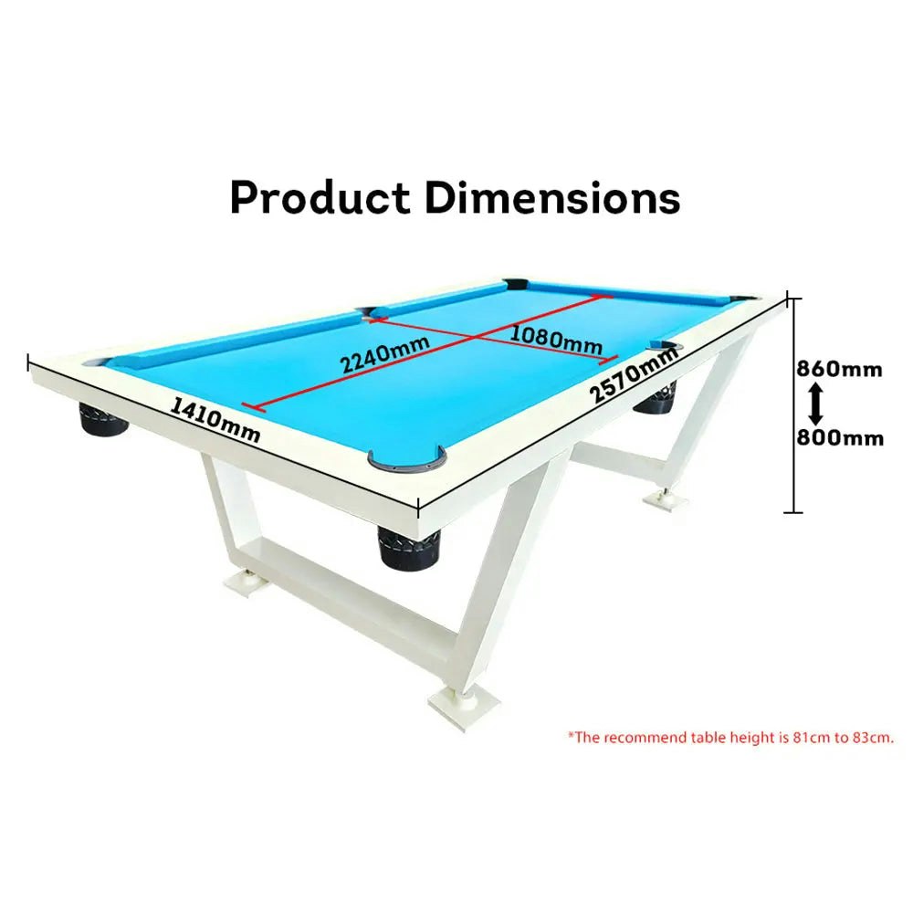 MACE NEW 8FT Luxury Slate Outdoor Pool/Billiard/Snooker Table Frame White