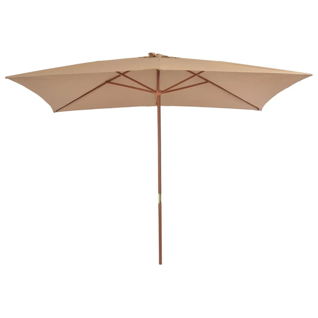 Garden Parasol with Wooden Pole 200x300 cm Taupe 44514