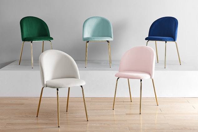 NNEKGE Subiaco Set of 2 Velvet Dining Chairs (Blush) NNEKGE Subiaco Set of 2 Velvet Dining Chairs (Blush)