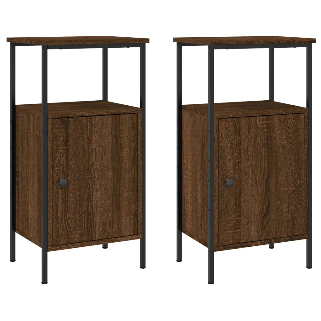 Bedside Cabinets 2 pcs Brown Oak 41x31x80 cm Engineered Wood 825932 Bedside Cabinets 2 pcs Brown Oak 41x31x80 cm Engineered Wood 825932