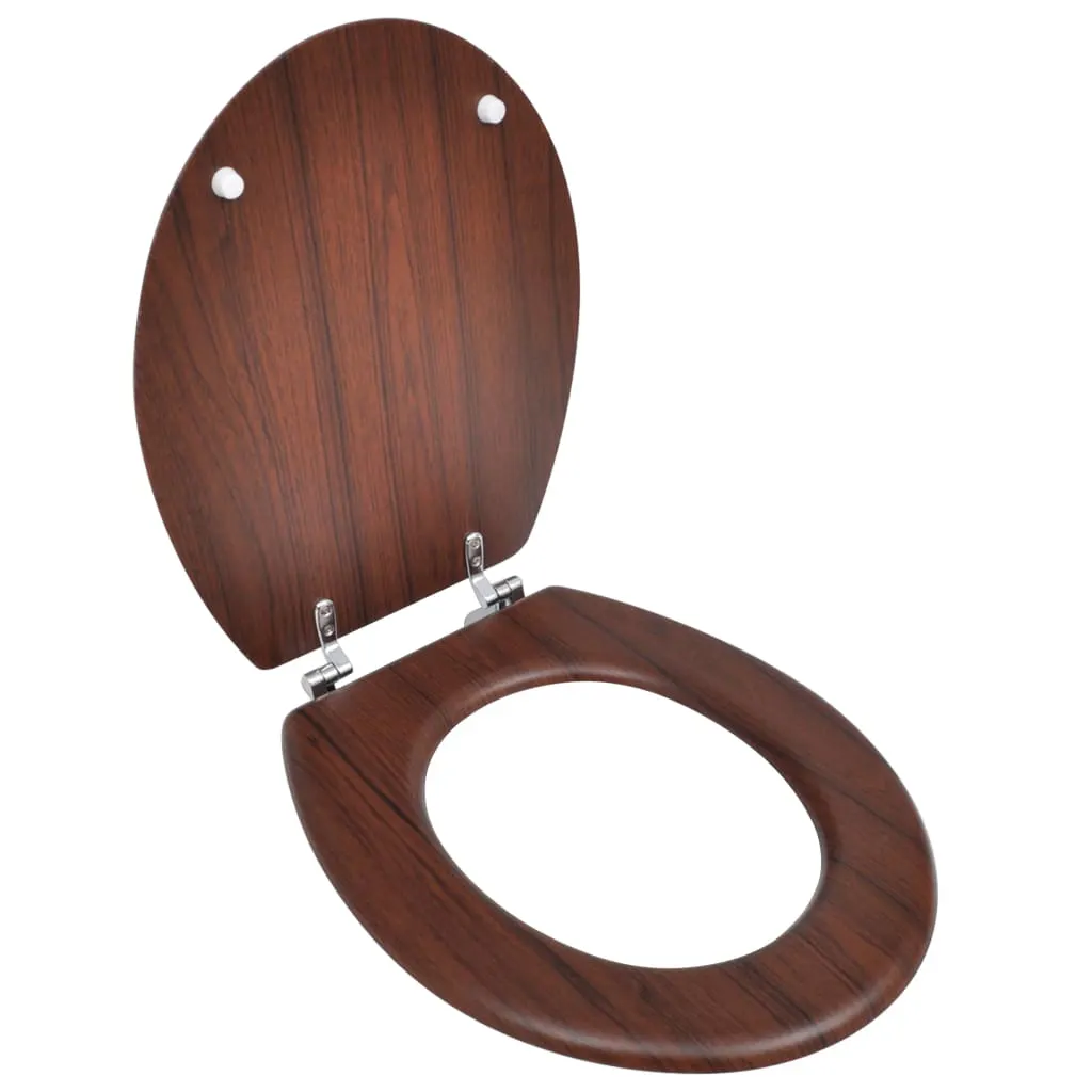 WC Toilet Seat MDF Lid Simple Design Brown 140803 WC Toilet Seat MDF Lid Simple Design Brown 140803