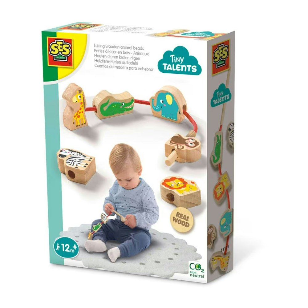 SES Creative Wooden Lacing Beads - Animals