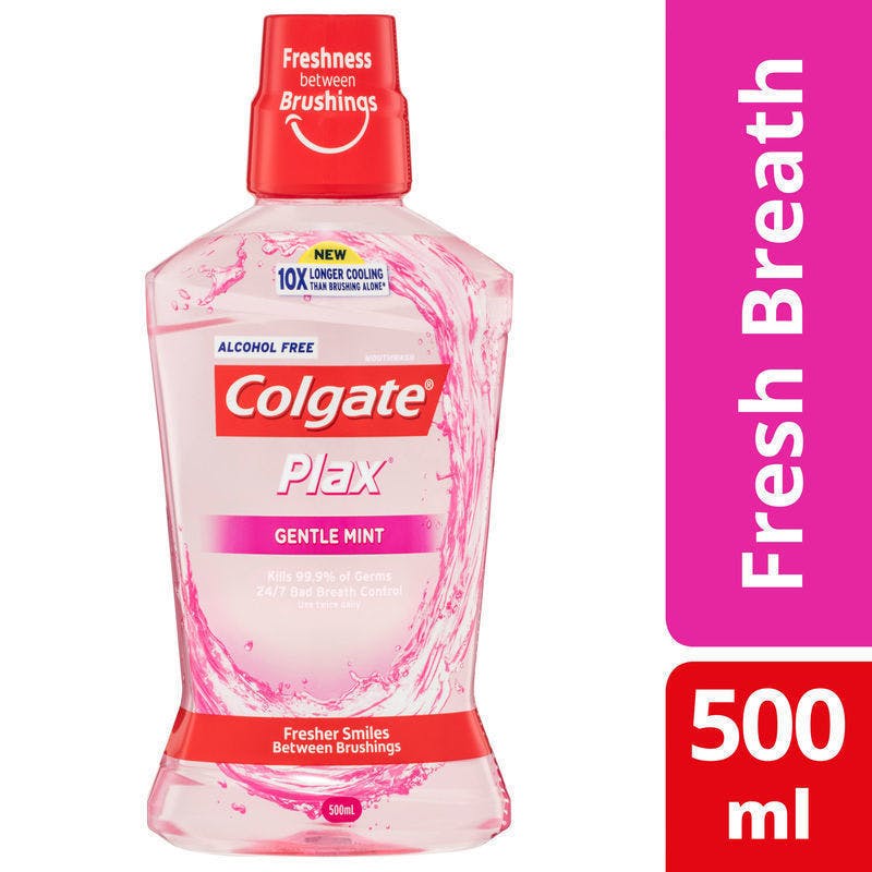 Colgate Plax Alcohol Free Antibacterial Mouthwash Gentle Care 500mL
