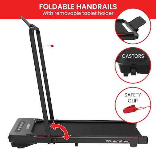 Powertrain K400 Electric Under Desk Treadmill Walking Pad Foldable Handrail Powertrain K400 Electric Under Desk Treadmill Walking Pad Foldable Handrail